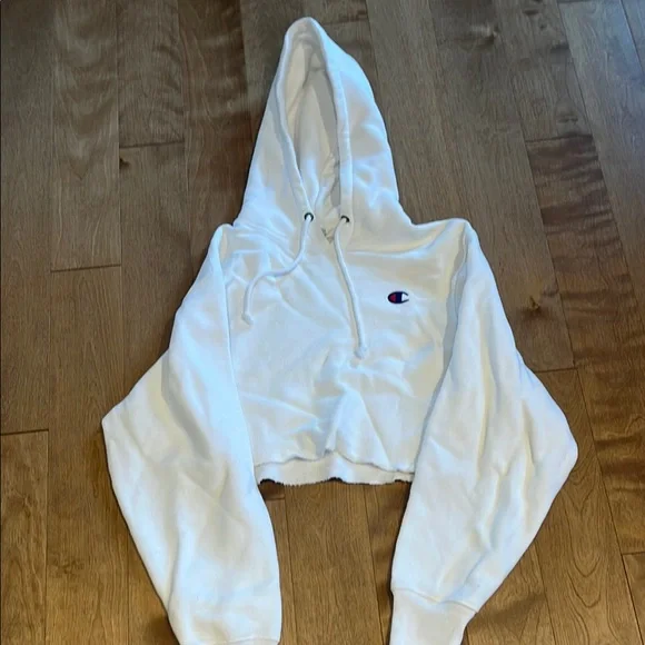 Champion Tops Champion Classic White Hoodie Crop Top Sweater
